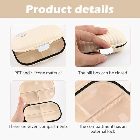 صيدلية جيب مع ملصقات، صندوق صيدلية محمول مع ملصقات، حقيبة حبوب محمولة مع 7 حجرات، قم بفرز أدويتك وخذها معك للاستخدام اليومي أو السفر in Kuwait