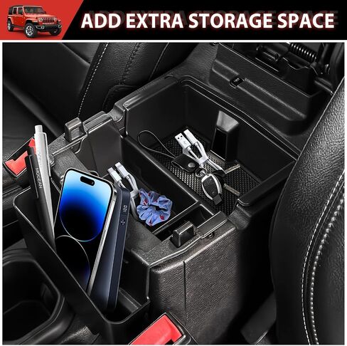 Center Console Organizer Fit for 2018-2023 Jeep Wrangler JL JLU 4XE&Gladiator JT Gear Shift Console Side Tray Grab Bar Tray Passenger Hanging Armrest Storage Box for Wrangler/Gladiator (4-piece) in Saudi Arabia