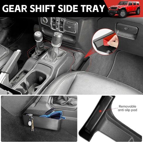 منظم وحدة التحكم المركزية مناسب لـ 2018-2023 Jeep Wrangler JL JLU 4XE&Gladiator JT Gear Shift Console الجانب صينية مقبض قضيب الإمساك صندوق تخزين مسند الذراع للركاب لرانجلر/المصارع (4 قطع) in Kuwait