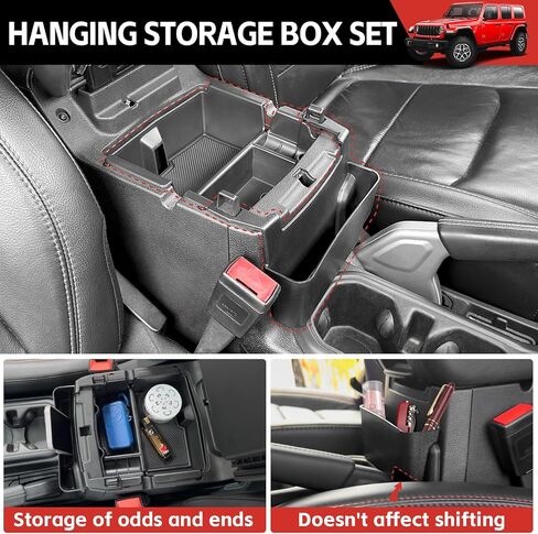 منظم وحدة التحكم المركزية مناسب لـ 2018-2023 Jeep Wrangler JL JLU 4XE&Gladiator JT Gear Shift Console الجانب صينية مقبض قضيب الإمساك صندوق تخزين مسند الذراع للركاب لرانجلر/المصارع (4 قطع) in Kuwait