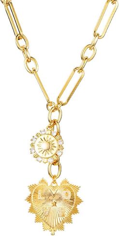 HETICA Chunky Gold Necklace for Women, Heart Pendants Necklace Sun Flower Necklace Fashion Hip Hop Choker Gift in Kuwait