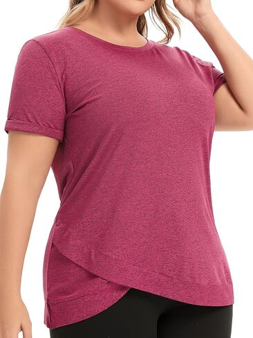 FOREYOND المرأة حجم كبير تجريب القمم تجريب الرياضة تي شيرت فضفاض صالح رياضي اليوغا القمم تشغيل قمصان قصيرة الأكمام in Kuwait