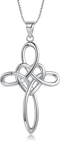 Celtic Cross Necklace Women 925 Sterling Silver Celtic Knot Infinity Love Heart Pendant Necklace for Women Irish Celtic Jewelry Gift for Birthday Christmas in Saudi Arabia