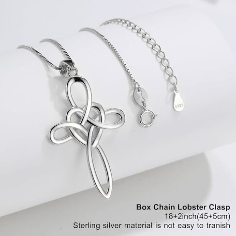 Celtic Cross Necklace Women 925 Sterling Silver Celtic Knot Infinity Love Heart Pendant Necklace for Women Irish Celtic Jewelry Gift for Birthday Christmas in Saudi Arabia