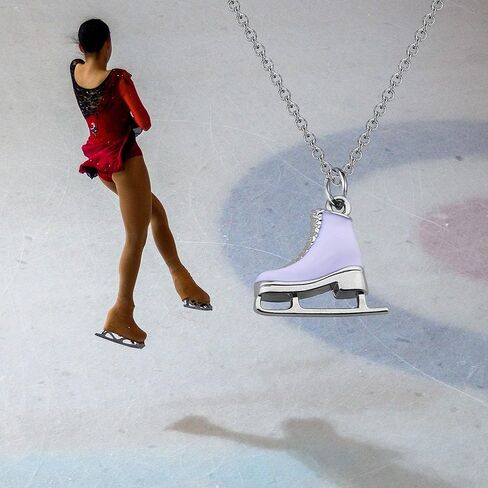 Skater Necklace Ice Skate Necklace White Enameled Figure Skating Pendant Team Sport Skater Jewelry Skate Lover Gift in Kuwait