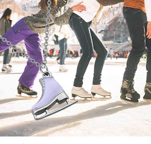 Skater Necklace Ice Skate Necklace White Enameled Figure Skating Pendant Team Sport Skater Jewelry Skate Lover Gift in Kuwait