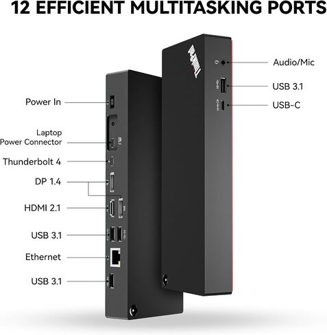 Bundle for Lenovo Thunderbolt 4 Docking Station (40B00135) + ITSPWR HDMI 4K Cable + ITSPWR DP Cable+ ITSPWR Cleaning Cloth in Kuwait