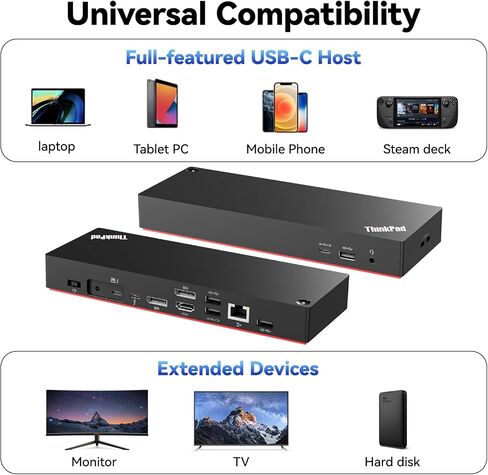 Bundle for Lenovo Thunderbolt 4 Docking Station (40B00135) + ITSPWR HDMI 4K Cable + ITSPWR DP Cable+ ITSPWR Cleaning Cloth in Kuwait