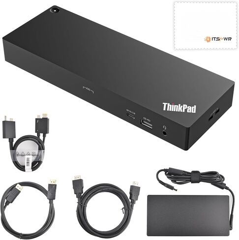 Bundle for Lenovo Thunderbolt 4 Docking Station (40B00135) + ITSPWR HDMI 4K Cable + ITSPWR DP Cable+ ITSPWR Cleaning Cloth in Kuwait