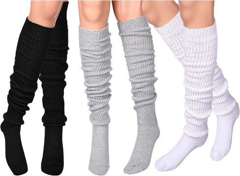 3 أزواج من الجوارب المترهلة من Hicarer، جوارب فضفاضة لتدفئة الساق Kawaii جوارب يابانية للنساء، أبيض، رمادي، أسود in Saudi Arabia