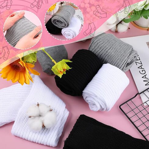 3 أزواج من الجوارب المترهلة من Hicarer، جوارب فضفاضة لتدفئة الساق Kawaii جوارب يابانية للنساء، أبيض، رمادي، أسود in Saudi Arabia