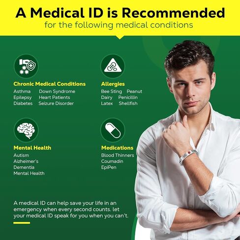 Upgraded Medical Bracelets with QR Code for Women Men Medical Alert Id Bracelet - Sterling Silver Small Code 7''-9'' - More Space Custom Emergency Medical ID Info in Saudi Arabia