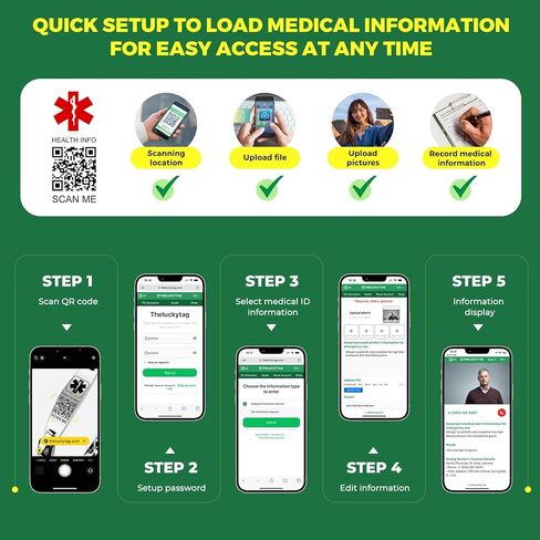 أساور طبية مطورة مع رمز الاستجابة السريعة للنساء والرجال سوار معرف التنبيه الطبي - رمز صغير من الفضة الاسترليني 7 بوصة - 9 بوصة - مساحة أكبر لمعلومات الهوية الطبية الطارئة المخصصة in Kuwait