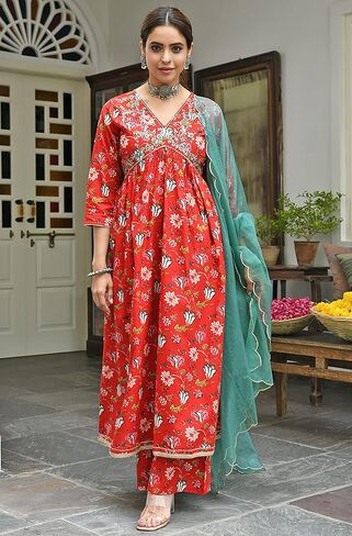 Janasya Indian Women's Traditional Ethnic Festive Kurta Set in Saudi Arabia