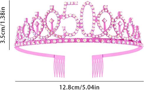 وشاح عيد الميلاد الخمسين الوردي للنساء عيد ميلاد الأميرة تاج الملكة تيارا حجر الراين عصابات عيد ميلاد عيد ميلاد الملكة وشاح زينة عيد ميلاد سعيد للنساء 50 عامًا لوازم حفلات أعياد الميلاد in Kuwait