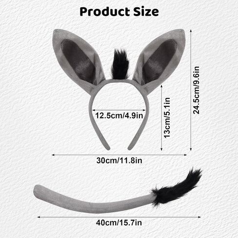 3 Pcs Donkey Costume Accessory Set Donkey Tutu Skirt Ears Headband Tail Animal Costume set for Halloween Cosplay Party in Kuwait