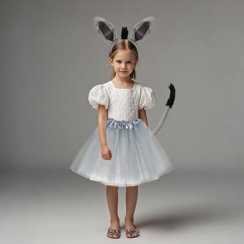 3 Pcs Donkey Costume Accessory Set Donkey Tutu Skirt Ears Headband Tail Animal Costume set for Halloween Cosplay Party in Kuwait