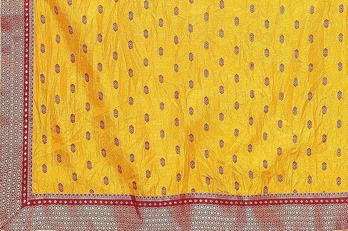 الساري الهندي للنساء ملابس الساري الحريري من Banarasi للحفلات الفاخرة من القطن الناعم الخالص Kanjivaram مجموعة زفاف جديدة مع قطعة بلوزة ساري هندي حزمة من 1 (أصفر) in Saudi Arabia