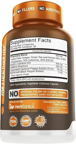 Herbtonics Thermogenic Burner Capsules | Energy Boost Support for Women and Men | Intense Energy - 120 Vegetarian Pills (2 Pack) in Saudi Arabia