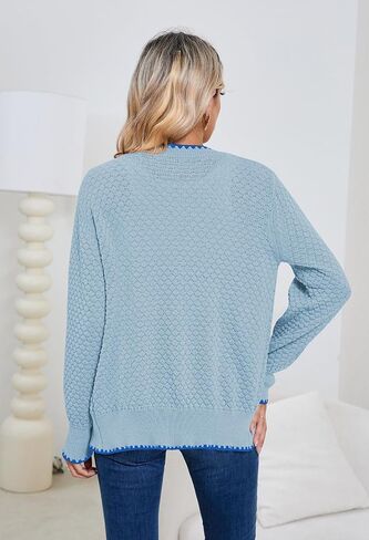 Pink Queen Women's Cropped Cardigan 2024 Long Sleeve V-Neck Button Down Knit Sweater Tops Open Front Lightweight in Saudi Arabia