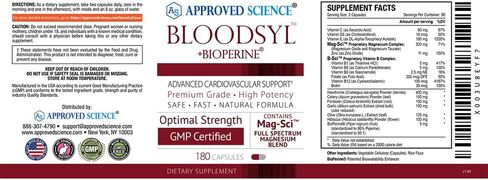 Approved Science Bloodsyl - Supports Blood Flow - Hawthorn Berry, Magnesium, BioPerine - Vegan - 60 Capsules - Pack of 1 in Kuwait