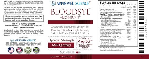Approved Science Bloodsyl - Supports Blood Flow - Hawthorn Berry, Magnesium, BioPerine - Vegan - 60 Capsules - Pack of 1 in Kuwait