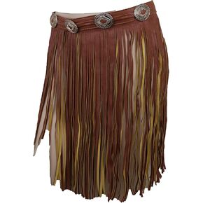 حزام خصر نسائي من الجلد الصناعي، تنورة طويلة، حزام Concho ساحر، شراشيب S M بني in Kuwait