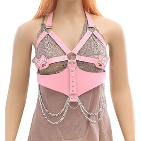 Women's Steampunk Leather Chest Harness Body Chain Tassels Belt Waist Suspender for Shirt Costume Accessories