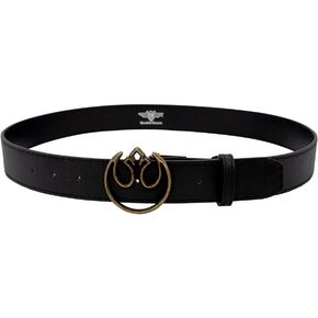 Buckle-Down womens Star Wars Belt, Rebel Alliance Antiqued Enamel Icon, Black Vegan Leather Belt