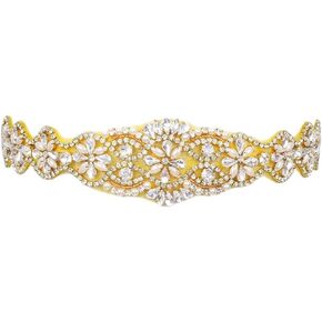 Rhinestone Belt for Women Wedding Belt Rhinestone Applique Crystal Belt Gold Wedding Rhinestone Applique Bridal Sparkly Belt for Dresses