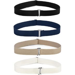 4 PCS No Show Women's Stretch Belt Invisible Women Stretch Belt Buckle Elastic Adjustable Man Belt Jeans Pants