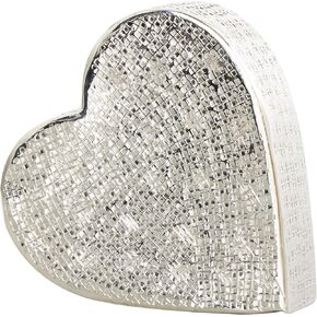 Deco 79 Aluminum Metal Heart Decorative Sculpture Slanted Home Decor Statue with Cube Textured Exterior, Accent Figurine 9" x 3" x 9", Gold