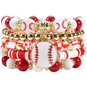 Valentine's Day Bracelets for Women St.Patrick’s Day Bracelets Lucky Shamrock Stretchy Bracelet Mardi Gras Heishi Beaded Bracelets