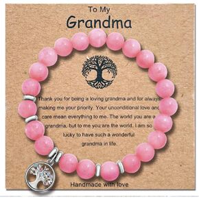 Christmas Birthday 𝐆𝐢𝐟𝐭𝐬 To My Grandma Bracelet, Beaded Bracelet for Women Inspirational Gifts, Gifts For Grandma, Tree of Life Nature Stone Crystal Bracelets