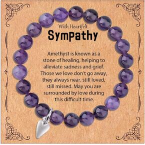 Sympathy Gift for Loss of Loved Ones, Grief Gifts for Women, Natural Stone Healing Amethyst Remembrance Bracelet, Memorial Bereavement Jewelry Gifts for Women Girl in Saudi Arabia