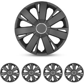 Hubcaps 16 بوصة، غطاء حافة العجلة، أغطية محور R16 عالمية، سهلة التركيب على شاحنة بيك اب السيارة SUV، استبدال أغطية العجلات، مادة ABS، 4 عبوات، 16 بوصة، مطلية باللون الأسود غير اللامع