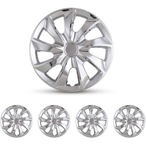 16'' Hubcaps, Wheel Rim Cover, Universal Hub Caps Replacement, ABS & PC Material, Exterior Accessories for Car Pickup Truck SUV, Set of 4, Chrome