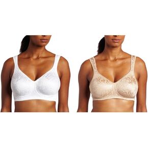 Playtex womens 18 Hour Ultimate Lift and Support Wire Free Bra, White/Nude, 38D
