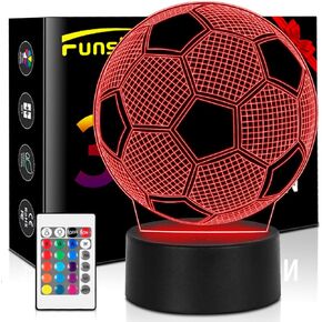 Soccer Lamp, Soccer Gift, Soccer Room Decor Night Light,Soccer Decor for Boys Room, 16 Colors 4 Light Models Changing with Remote Control