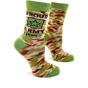 Proud US Army Mom Camouflage Pattern Military Women's Crew Novelty Socks - 1 Pair, 1 Size Fits Most