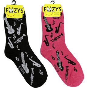 Foozys Women’s Crew Socks | Fun Instruments Musical Notes Socks | 2 Pair