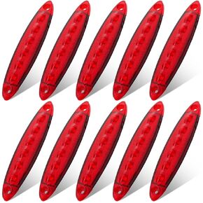 Justech 10 PCS 4 Inch 6 LED Side Marker Lights, 12V Trailer Marker Lights Kit, Universal Waterproof Clearance Lights Rear Side Indicator Lamps for Trailers Trucks Bus Cab RV Camper Van, Red