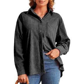 Alex Vando Womens Corduroy Shirts Long Sleeve Soft Boyfriend Button Down Shirts for Women
