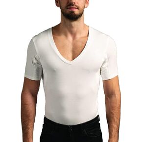 Men’s Undershirts - Sweatproof Shirts Men with Underarm Sweat Pads - White
