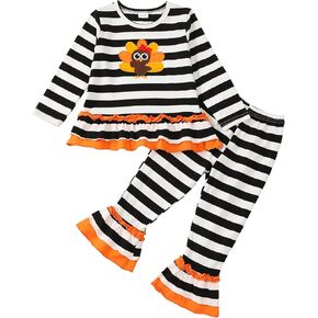 Toddler Girl Clothes Long Sleeve Ruffle Ribbed Knit Tops Bell Bottoms Set Baby Girl 2Pcs Fall Winter Outfits