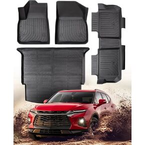 DrCarNow for Chevy Blazer Floor Mats,2025 2024 2023 2022 2021 2020 2019 for Chevrolet Blazer Floor Mats,All Weather Rubber Car Floor Mats Set Accessories (Not Fit for The Trunk with Track Sliding)