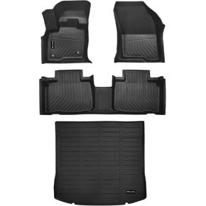All Weather TPE Car Floor Mats & Trunk Mat for Ford Edge 2015-2025 & Ford Edge ST 2019-2025 - 1st & 2nd Row Mats Cargo Mat - Odorless Accessories for Ford Edge 2025 - Black