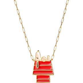 PEANUTS Womens Snoopy Necklace 18" - Flash-Plated Necklace with Dog House Snoopy Pendant - Snoopy Jewelry - Officially Licensed