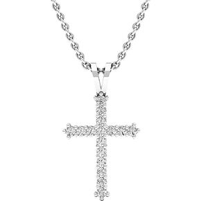 Dazzlingrock Collection 0.25 Cttw 10K Solid Gold Round White Diamond Womens Cross Pendant 1/ (Silver Chain Included)