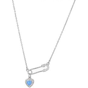 Safety Pin Necklace for Women Gold Crystal Heart Pendant Necklace Cross Cubic Zirconia Necklace Paper Clip Necklace Pink Gemstone Necklace Fashion Jewelry
